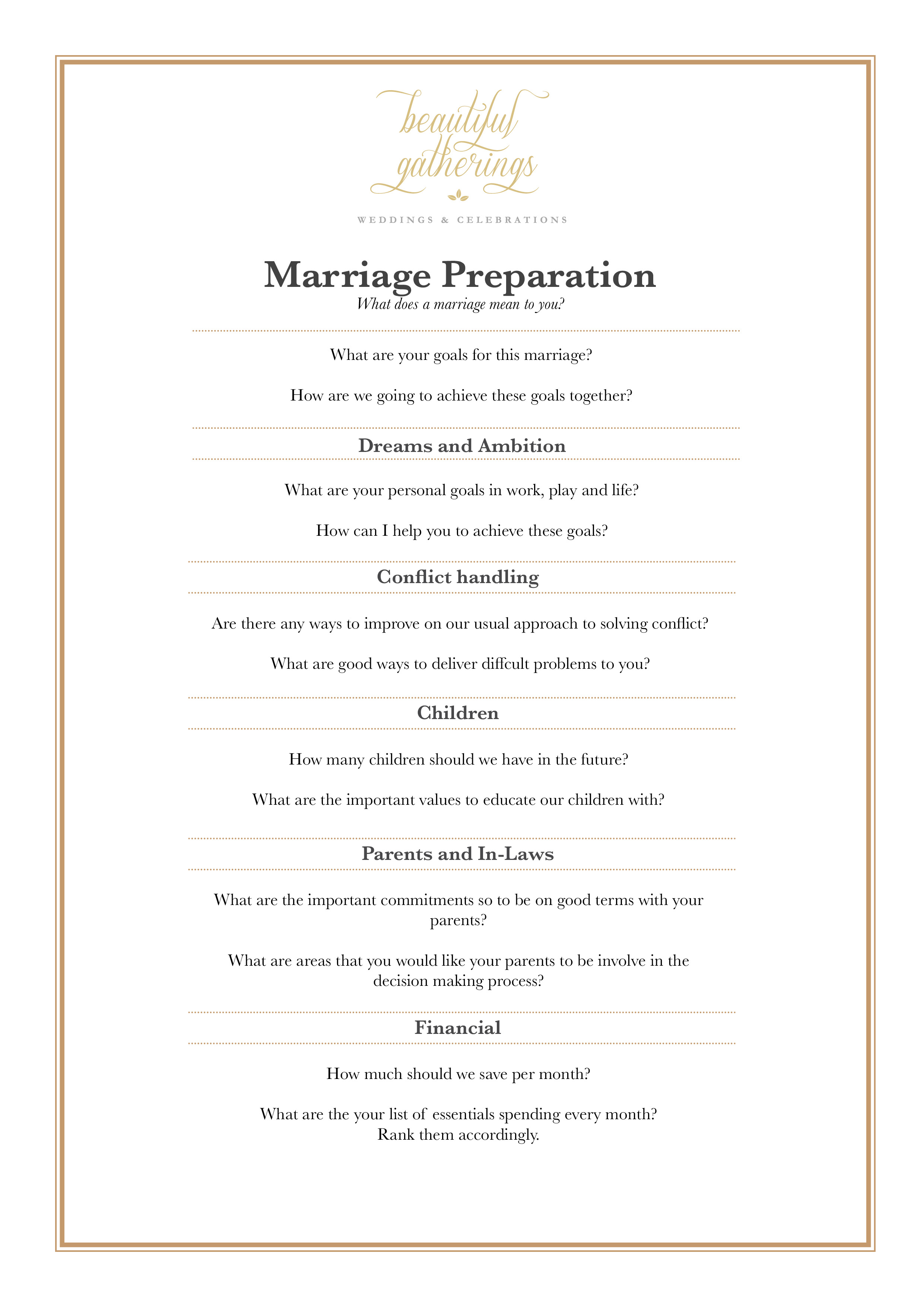 marriage preparation form
